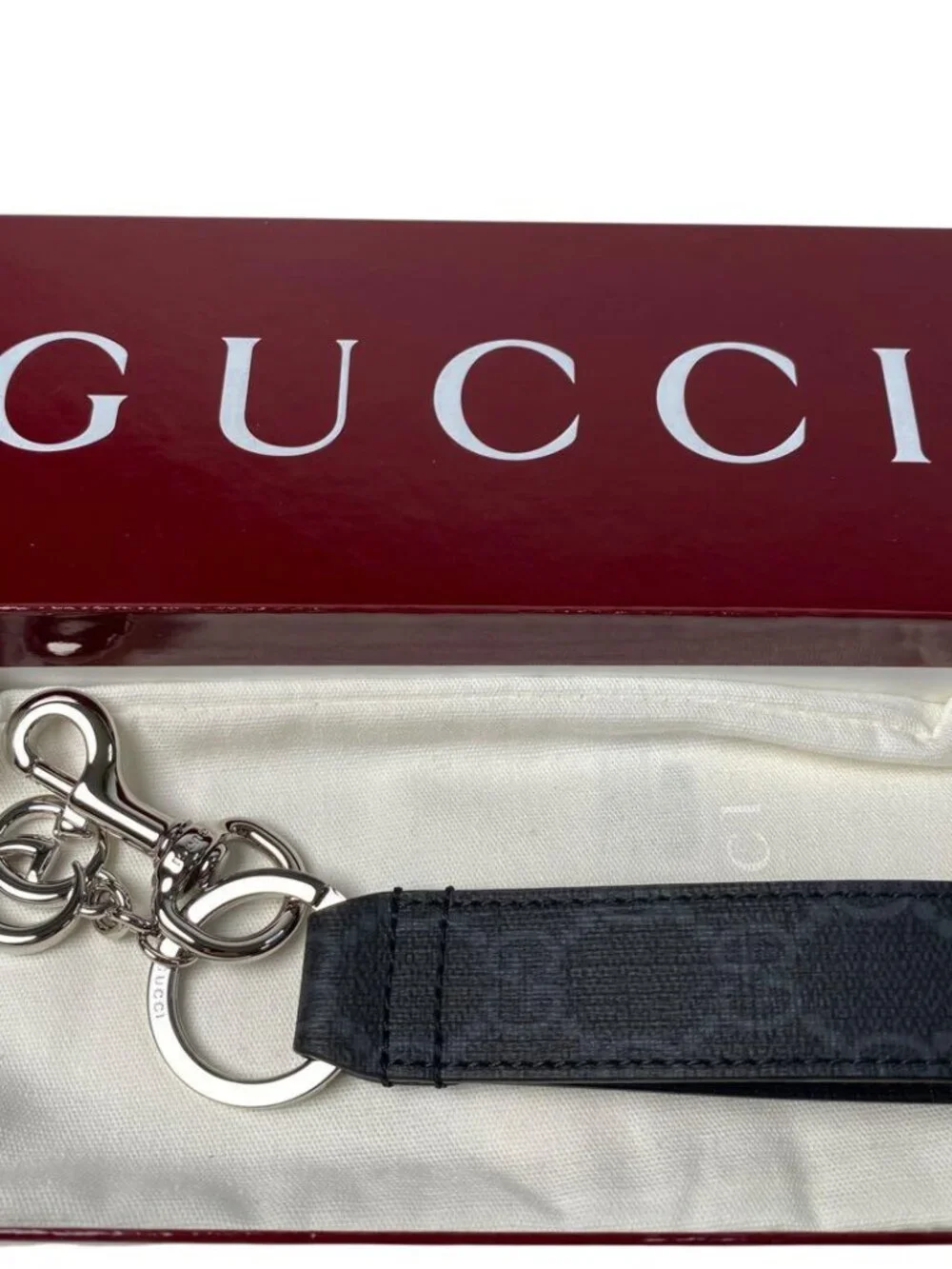 Gucci GG Supreme Marmont Key Ring Charm - Picture 2 of 9